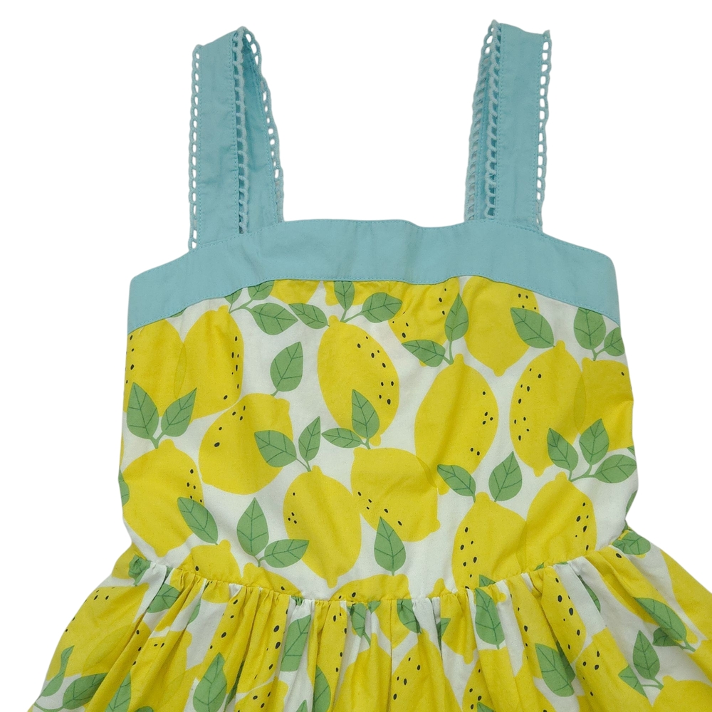 Mini Boden Lemon Print Yellow & Blue Sleeveless Sundress Dress- Size 9-10Y - Picture 4 of 9